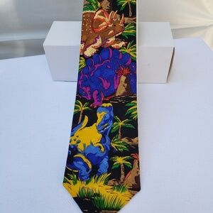 Dinosaur print tie 100% silk